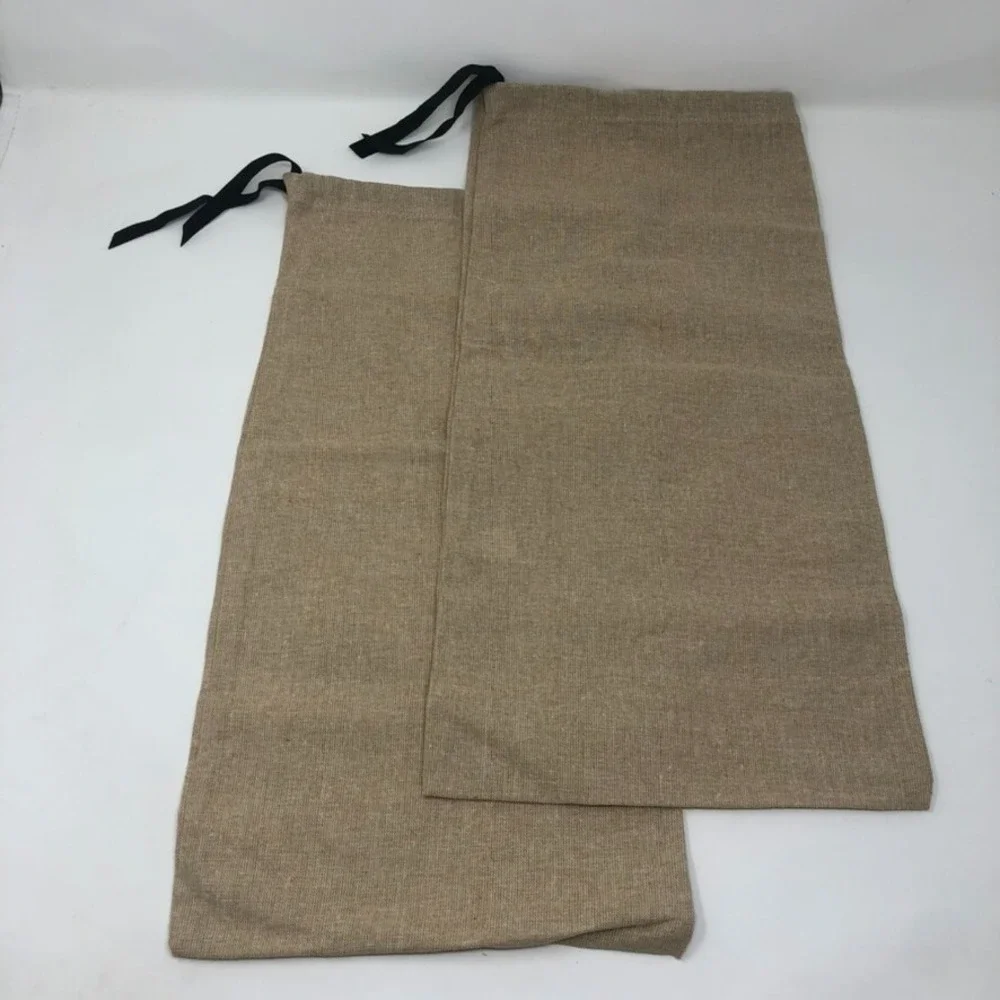 Authentic Gucci Shoe Canvas Dust Bag Set Logo Drawstring Travel Storage 16.5x8.5